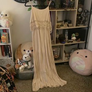 Tan/Cream lace maxi dress